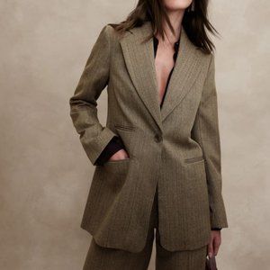 Lido Sculpted Italian Wool Blazer, Downtown Plaid